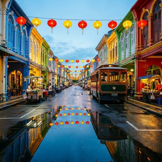 Bunte Häuser in Phuket Old Town